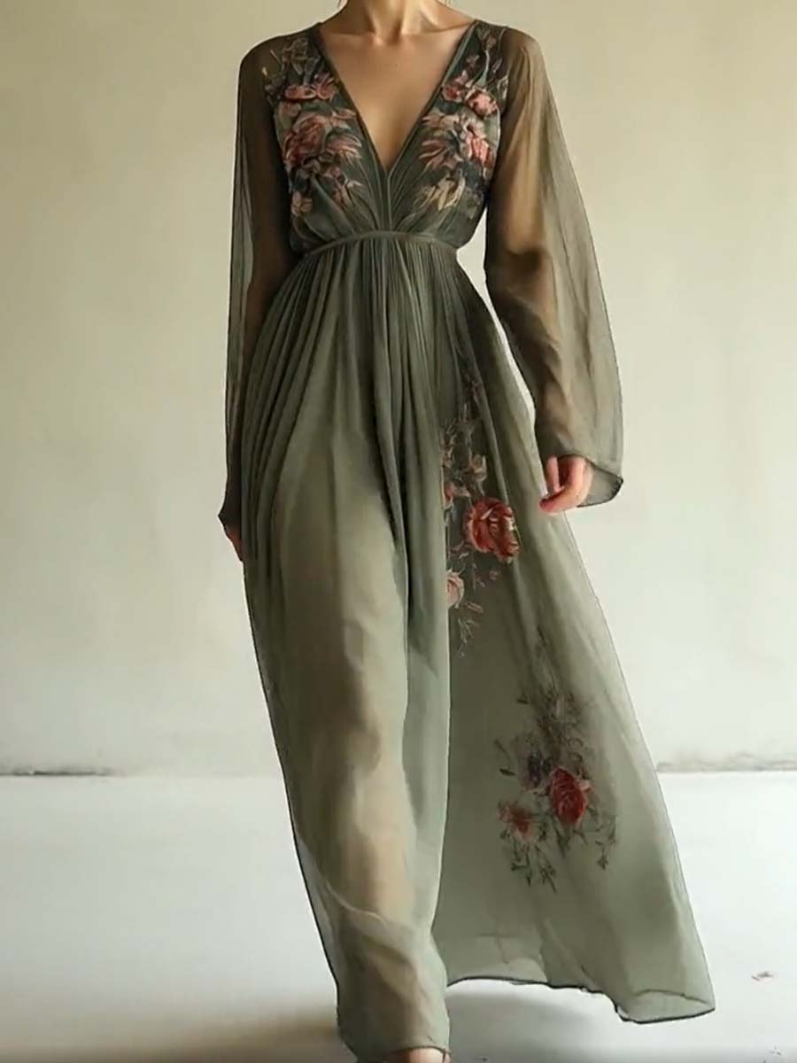 Elena - Floral Print Maxi Dress