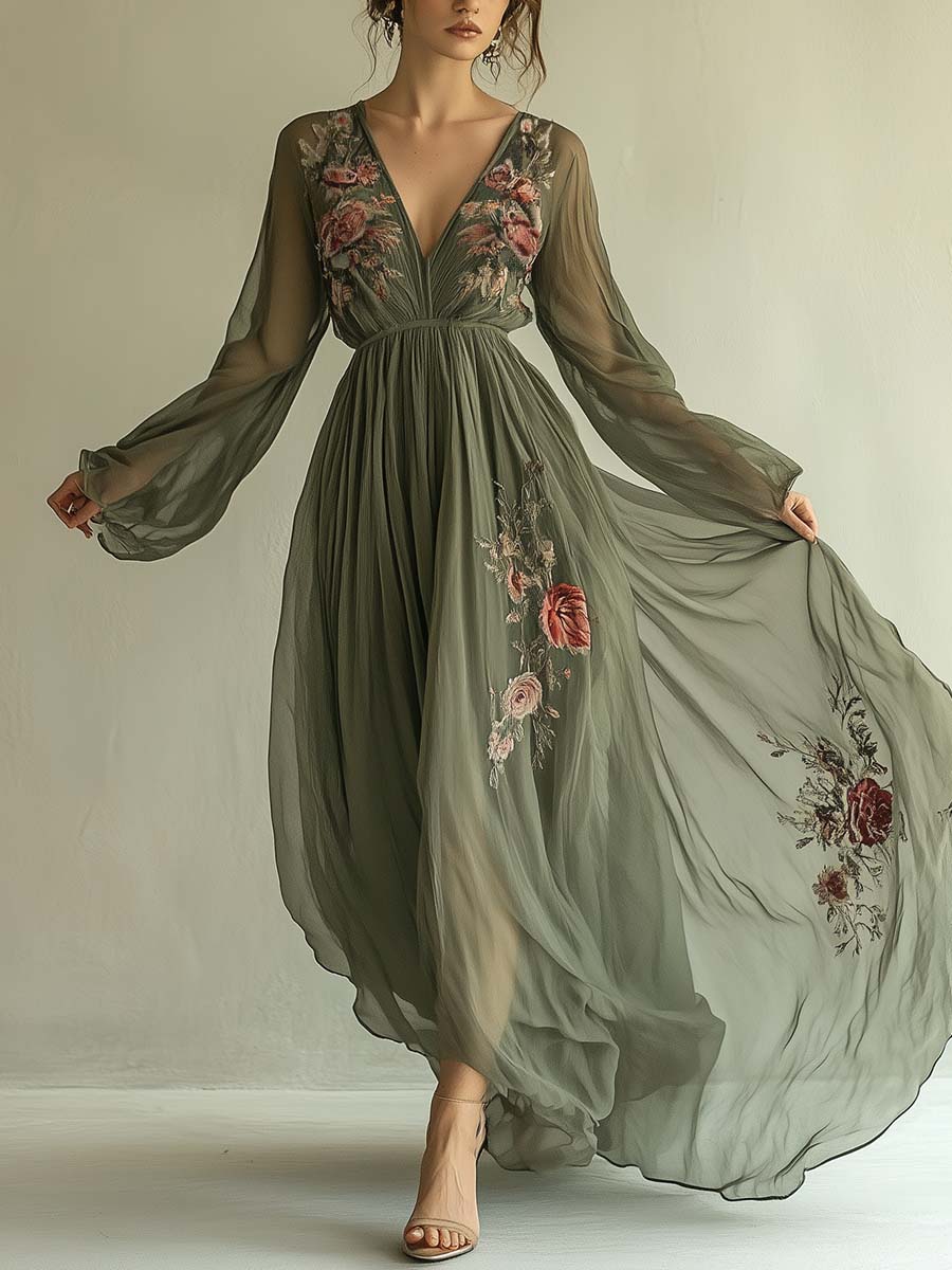Elena - Floral Print Maxi Dress