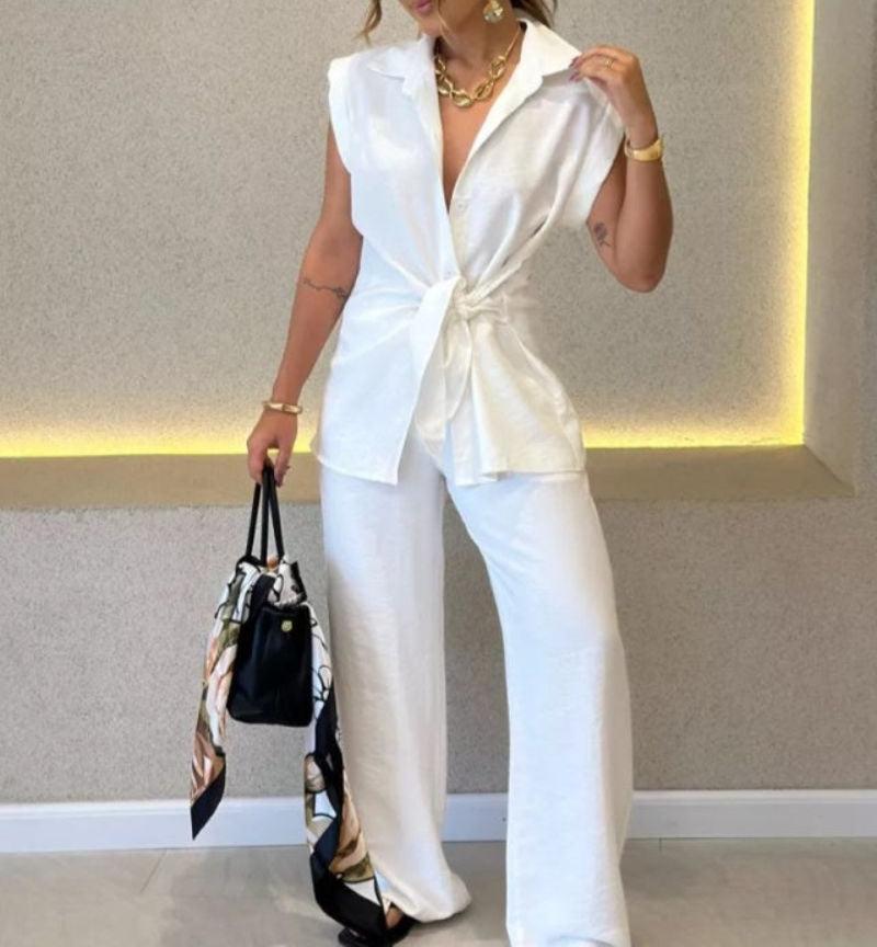 Comfy Plain Sleeveless Two Piece Set