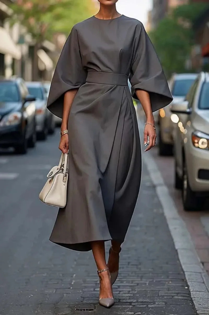 AVA | Batwing Sleeve Midi Dress - Elegance in Motion