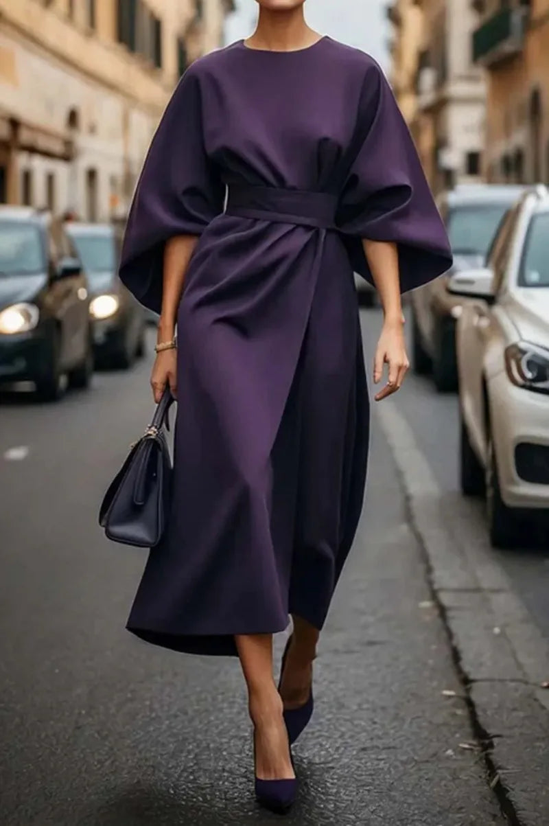 AVA | Batwing Sleeve Midi Dress - Elegance in Motion
