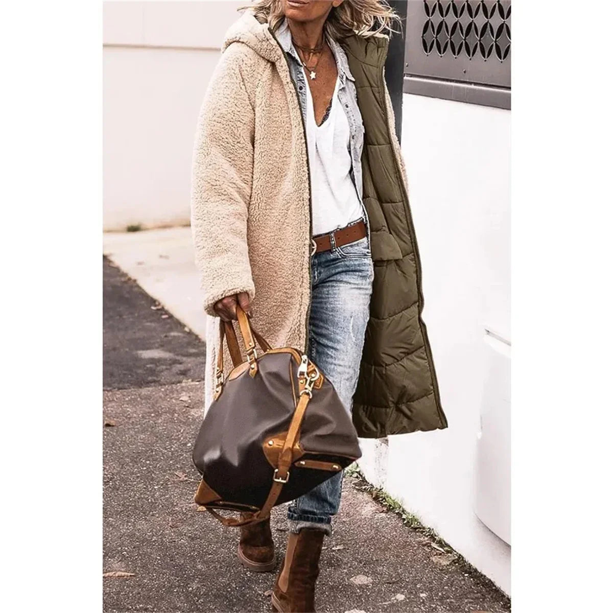 MARJORY | Vintage Long Quilted Coat with Hood