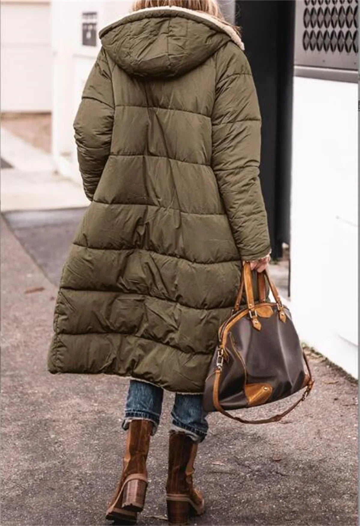 MARJORY | Vintage Long Quilted Coat with Hood