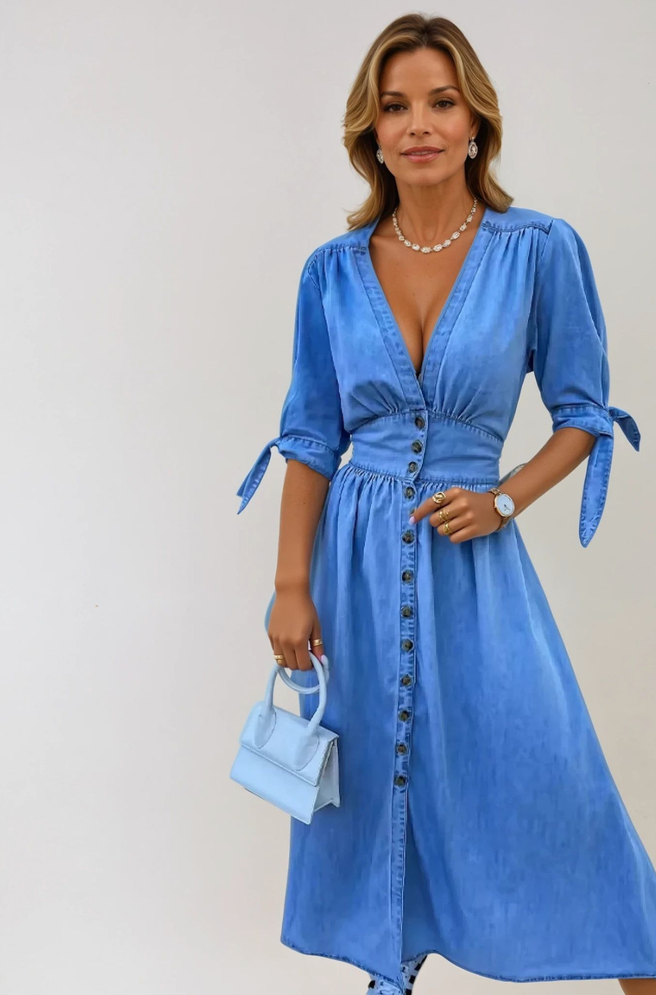 Aveline | Denim Midi Dress