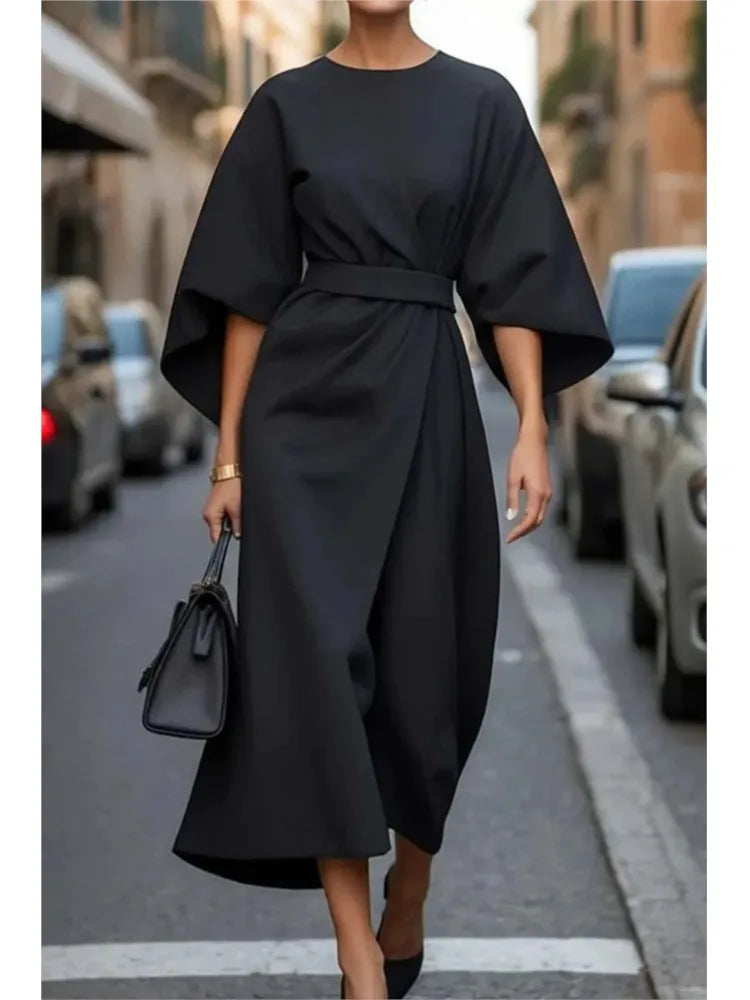 AVA | Batwing Sleeve Midi Dress - Elegance in Motion