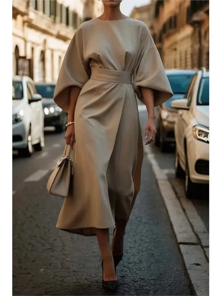 AVA | Batwing Sleeve Midi Dress - Elegance in Motion