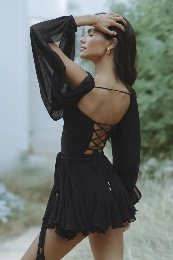 Aveline – Elegant Mini Dress with Soft Puff Sleeves