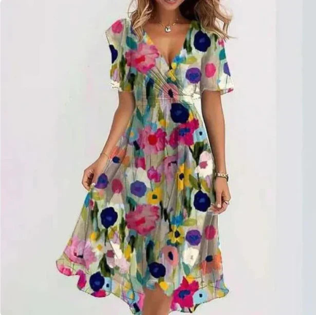 MATILDA - ELEGANT MAXI DRESS WITH V-NECK