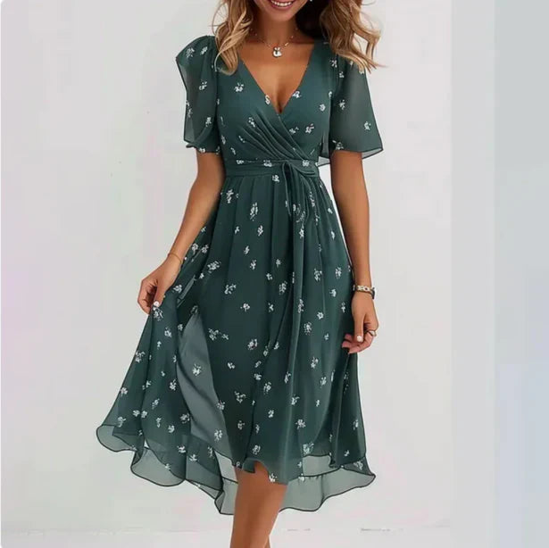 MATILDA - ELEGANT MAXI DRESS WITH V-NECK