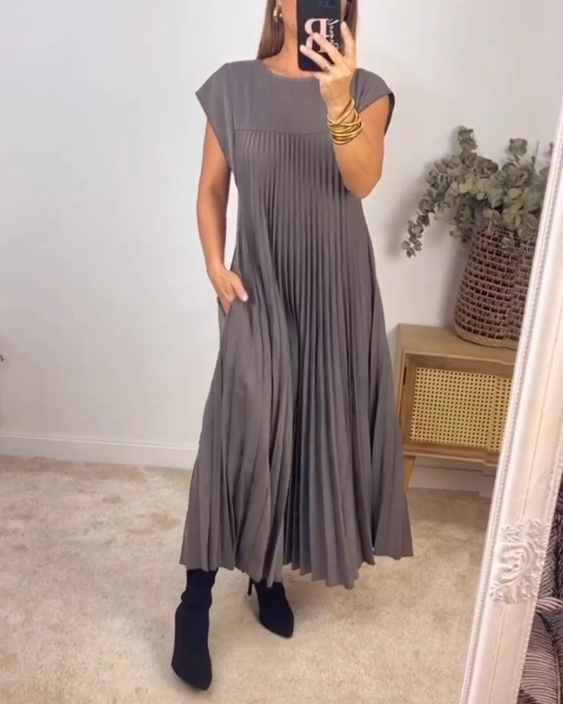 Ella - Classic Pleated Midi Dress
