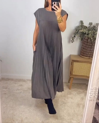 Ella - Classic Pleated Midi Dress
