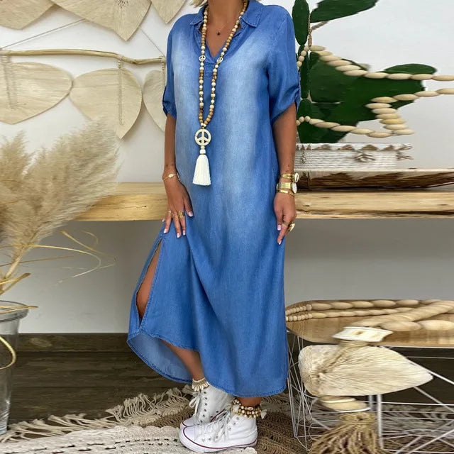 EVIE | Side-Slit Denim Luxe