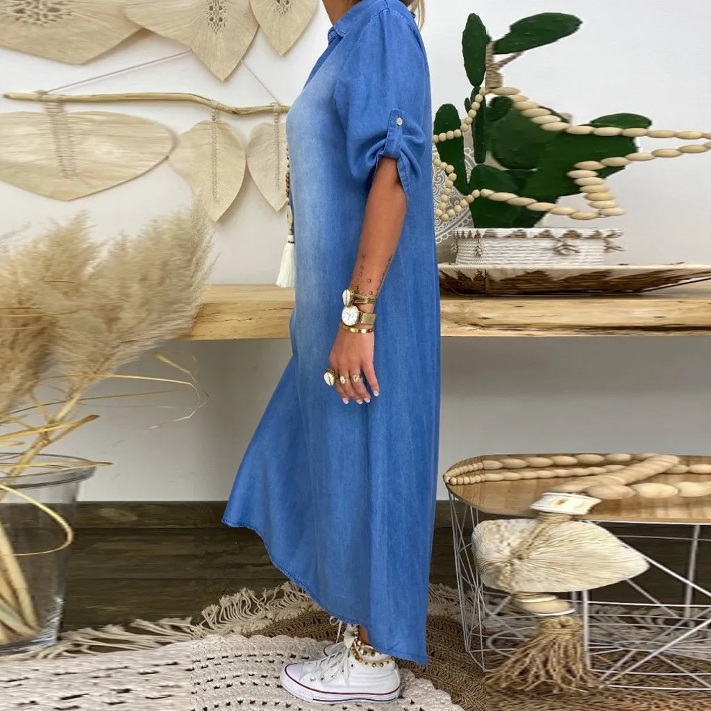 EVIE | Side-Slit Denim Luxe