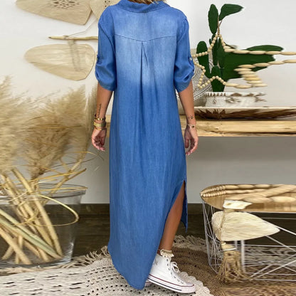 EVIE | Side-Slit Denim Luxe