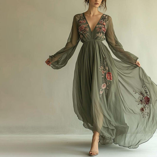 Elena - Floral Print Maxi Dress
