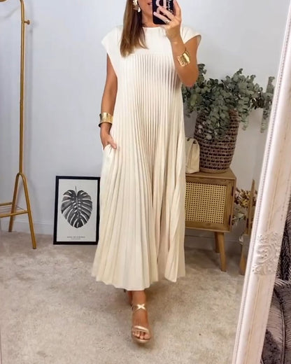 Ella - Classic Pleated Midi Dress