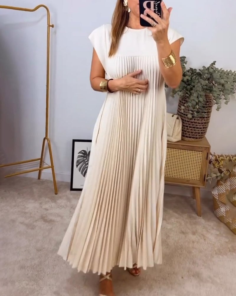 Ella - Classic Pleated Midi Dress