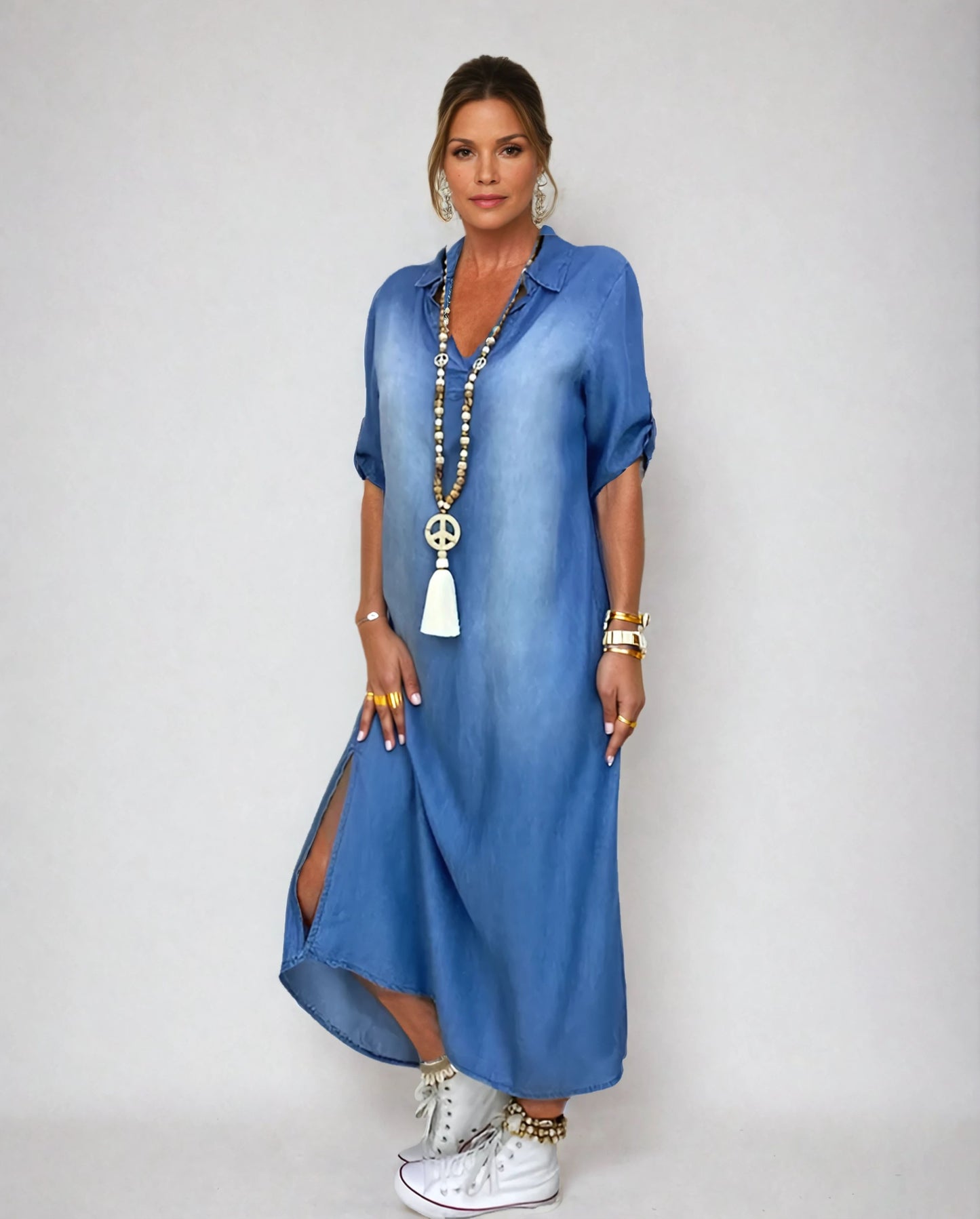 EVIE | Side-Slit Denim Luxe