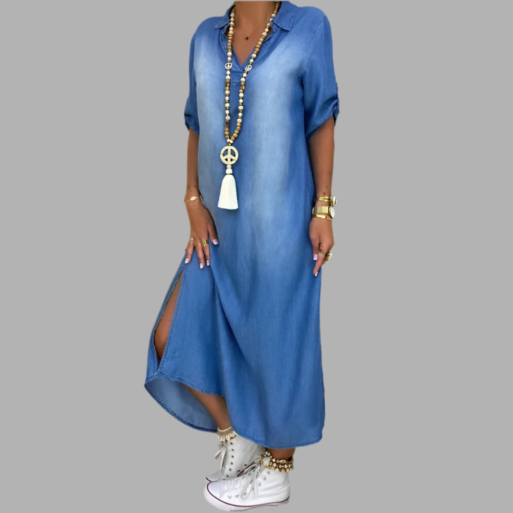 EVIE | Side-Slit Denim Luxe
