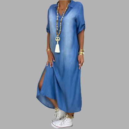 EVIE | Side-Slit Denim Luxe