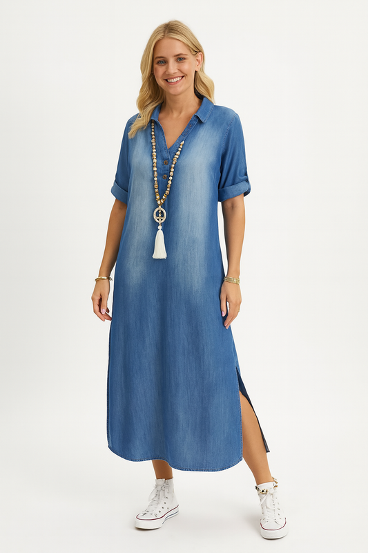 EVIE | Side-Slit Denim Luxe