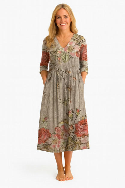 CATALINA | Linen Floral Midi