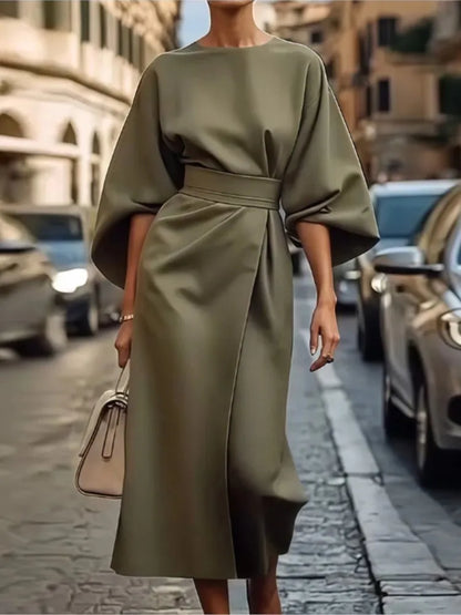 AVA | Batwing Sleeve Midi Dress - Elegance in Motion