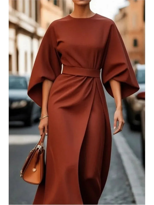 AVA | Batwing Sleeve Midi Dress - Elegance in Motion