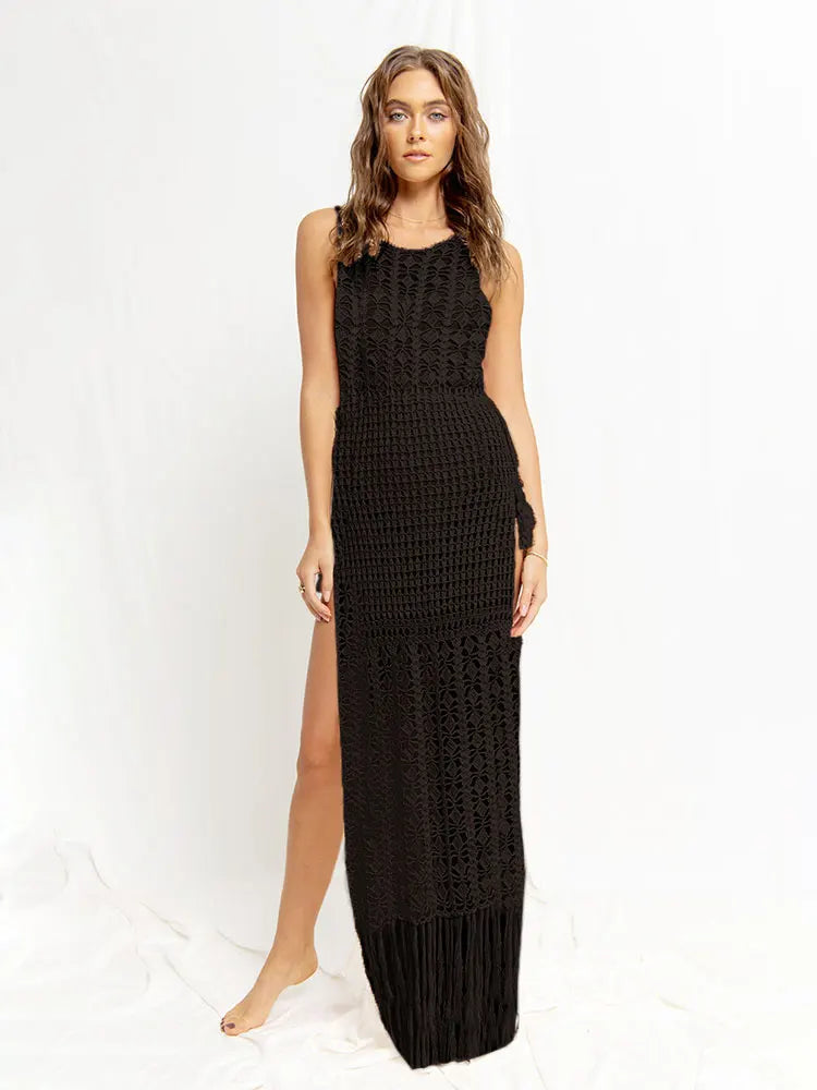 SOLARA | Crochet Fringe Maxi Dress