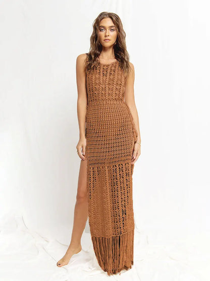 SOLARA | Crochet Fringe Maxi Dress