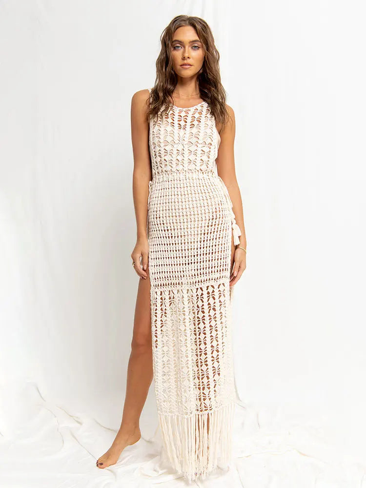 SOLARA | Crochet Fringe Maxi Dress