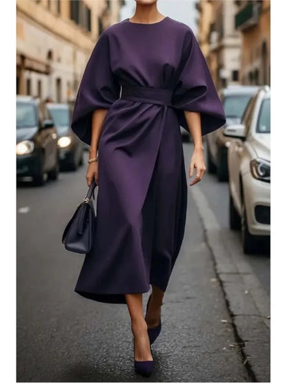 AVA | Batwing Sleeve Midi Dress - Elegance in Motion