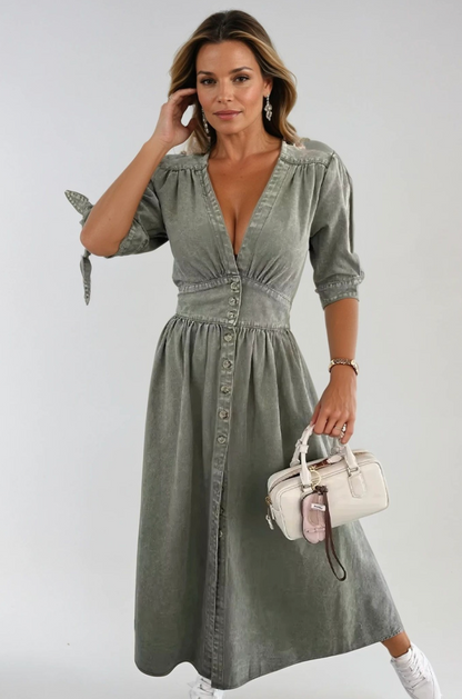Aveline |  Denim Midi Dress