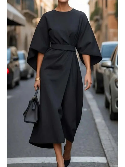 AVA | Batwing Sleeve Midi Dress - Elegance in Motion