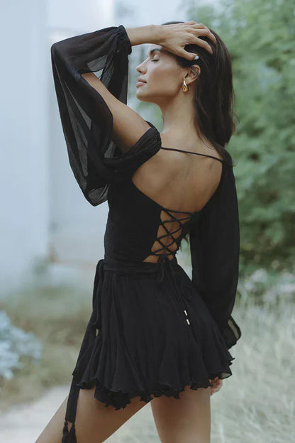 Aveline – Elegant Mini Dress with Soft Puff Sleeves