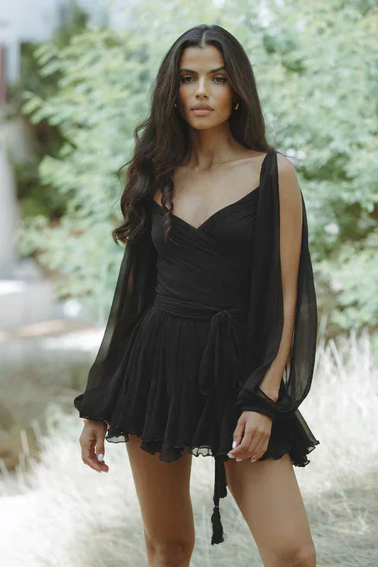Aveline – Elegant Mini Dress with Soft Puff Sleeves