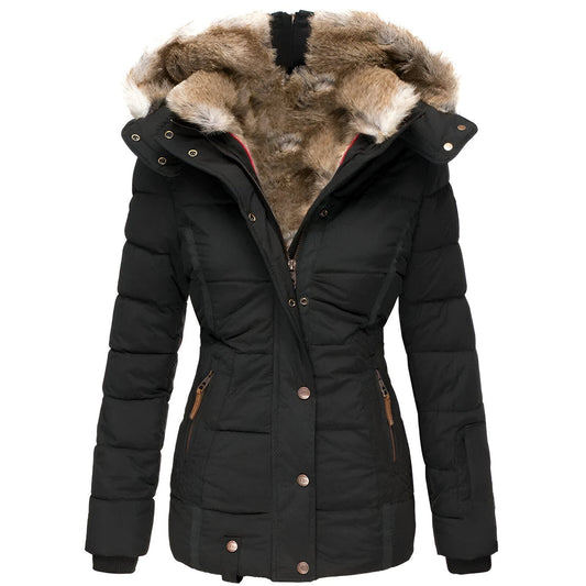 Women’s Puffer Jacket with Faux Fur Hood