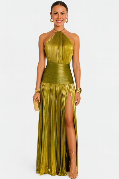 LORETTE | Metallic open-back dress